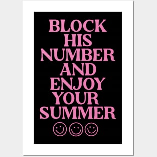 Block His Number and Enjoy Summer Y2K Aesthetic Pink Retro Posters and Art